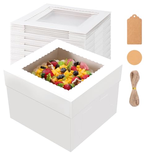 NEOACT 30 Pack Cake Boxes 10 inch, Cake Transport Container, 10x10x8 In