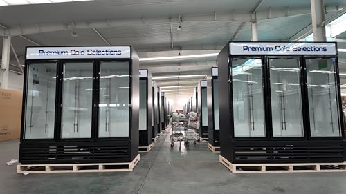 NAFCOOL 71” Wide Commercial Beverage Refrigerator Display Fridge, Three Glass Door Merchandiser Drink Cooler With LED Light Adjustable Shelves,ETL Sanitation,63.5 Cu Ft,BLACK,Wheels Not Included on Fridge.com