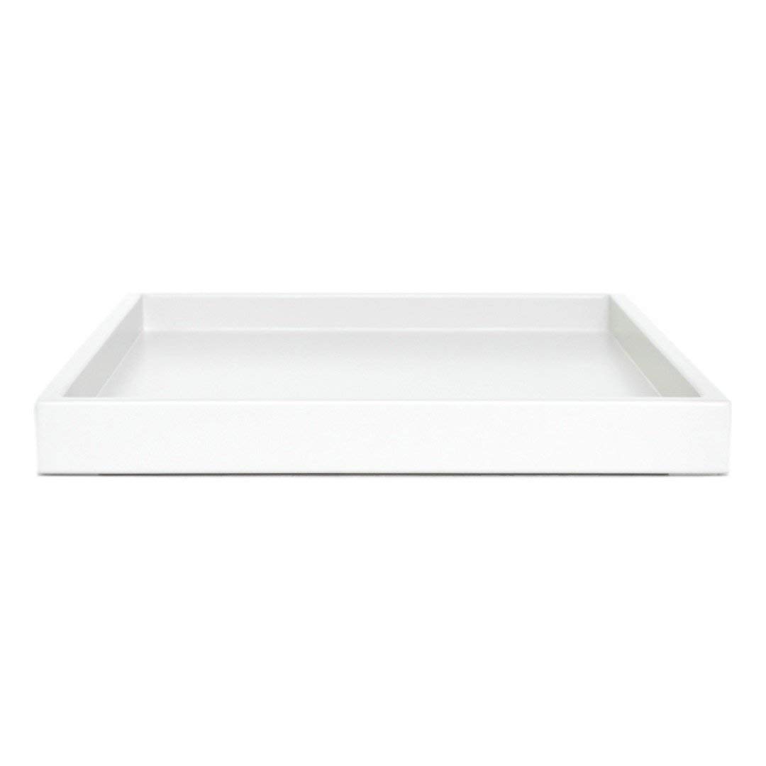 White Coffee Table Ottoman Serving Tray without Handles Low Profile Shallow Decorative Butler Server Medium to Extra Large