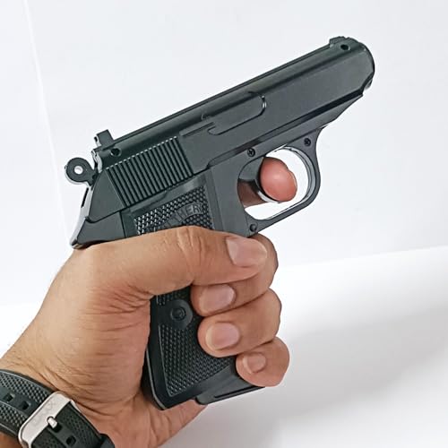 Image of Gun Pistol Lighter Heavy Weight Metal Body Real and Original Like Gun Pistol for Decorative, Smoking Filled with Gas (508 Black)