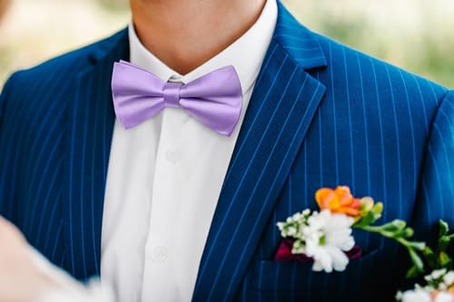 Image of HISDERN Bow Ties for Men Pretied Bowties Classic Formal Business Bow Tie Adjustable Tuxedo Bowtie for Wedding Party