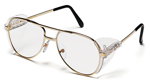 Pyramex Pathfinder Aviator Safety Glasses with Gold Frame and Clear Lens by Pyramex - Used condition - US$7.33