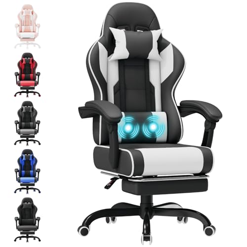 TRIUMPHKEY Chaise de Jeu Ergonomique avec Massage Lombaire, Fauteuil Gamer, Repose-Pieds,...