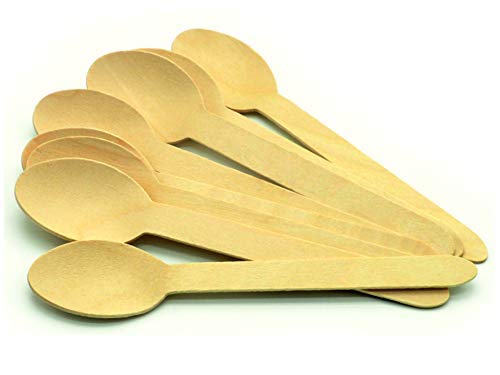ecoHomeDisposable Wooden Spoons for Home Use, 100% Biodegradable & Eco-Friendly Disposable Spoon, Event Supplies, Party Supplies, 140 mm (100)