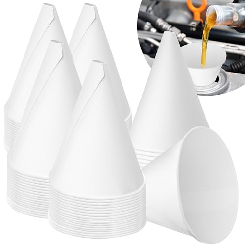 Disposable Engine Oil Funnels, Paper Funnels for Motor Oil, 6 oz Disposable Engine Oil Funnel for Gas, Car Oil Change Fluid (Paper -60 pcs)