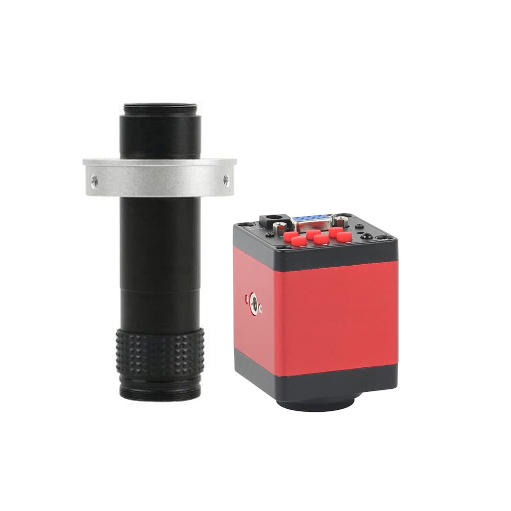 Cámara de microscopio de Video de reparación de Soldadura Industrial Digital de Laboratorio VGA HDMI de 14MP y Lente de Montaje en C 120X - Rojo