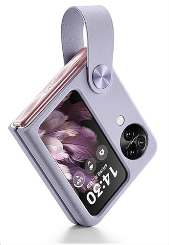 GIOPUEY Hülle Kompatibel mit Oppo Find N3 Flip, PU-Leder + Harter PC Case, Spezielle Lederstruktur Handyhülle，Mit Tragbarem Ring Cover - Purple