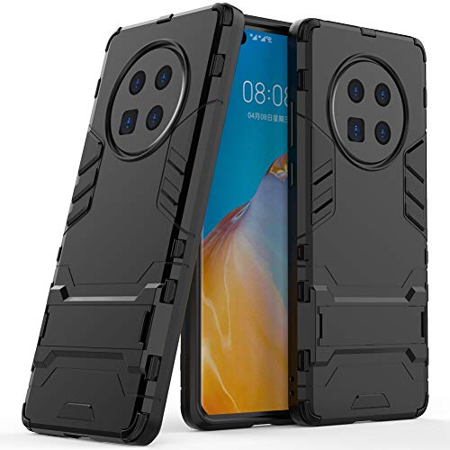 DWaybox Estuche para teléfono móvil para Huawei Mate 40 Funda Trasera a Prueba de Golpes de Armadura Resistente de Doble Capa con Soporte -Negro