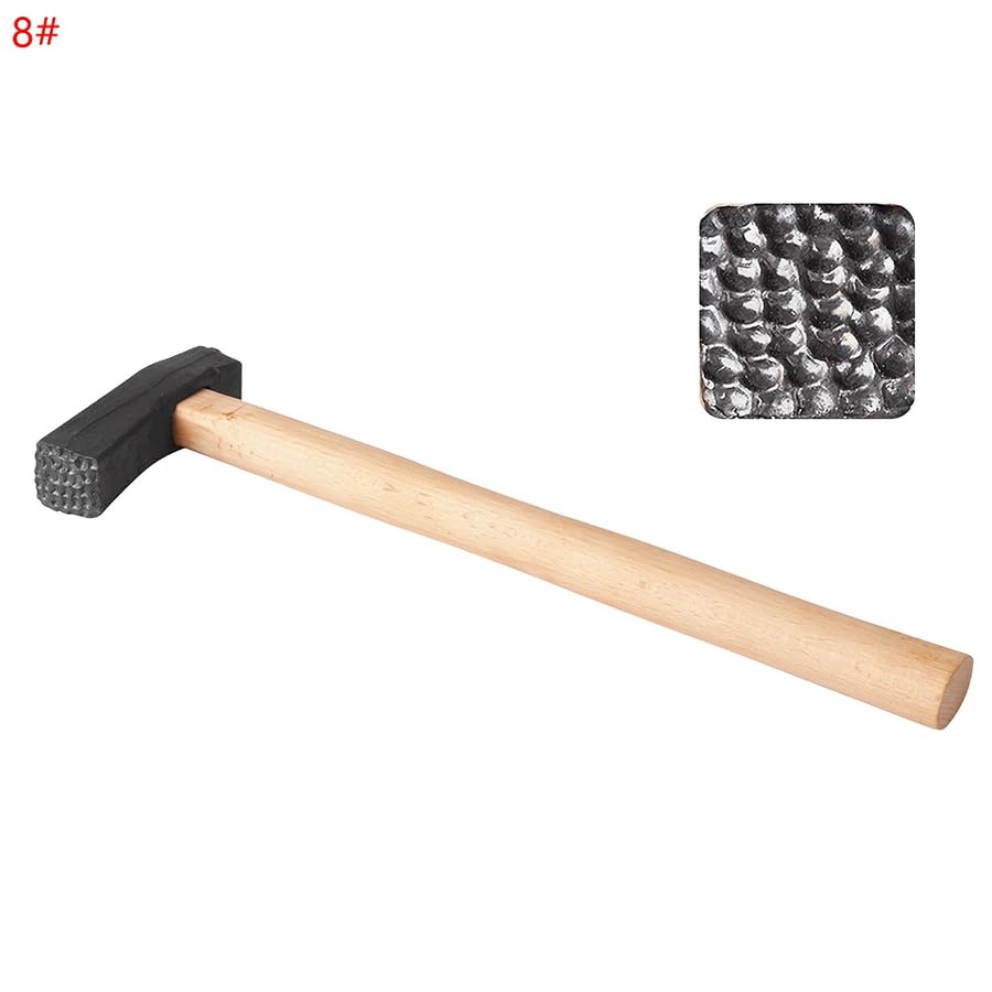 1 Piece Textured Jewelry Hammer With Long Wooden Handle DIY Punch Printing Metal Mallet For Jewelry Repair Rings Beating Tool (8#)
