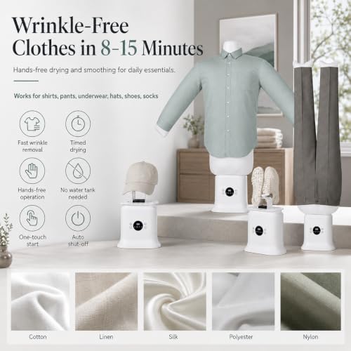 Automatic Ironing Machine for Clothes, Hands-Free Clothes Dryer and Wrinkle Remover, Portable Shirt Ironing Machine with Hot Air Drying for Shirts, Pants and Dresses, Fits up to 4XL by MARGAR - Used condition - Image 2