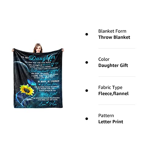 Gift For My Daughter Blanket From Mom As Birthday Present I Love You Letter To Her, Ultra-Soft Flannel Fleece Light Weight Bed Throw (60X50'', Daughter Gift) #TOP7