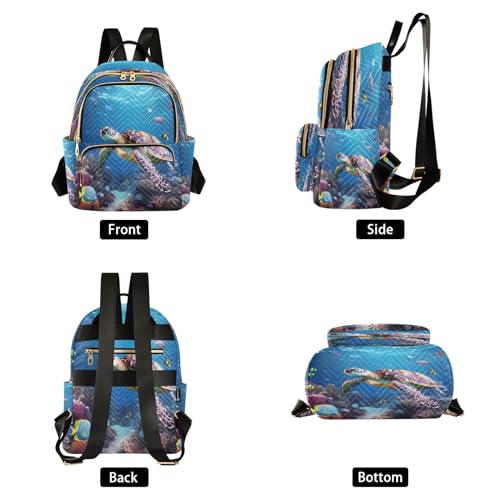 Image of ALAZA Color Fish Ocean Sea Turtle Women Backpack Purse Ladies Fashion Shoulder Bag Daypack Travel Bag 10L