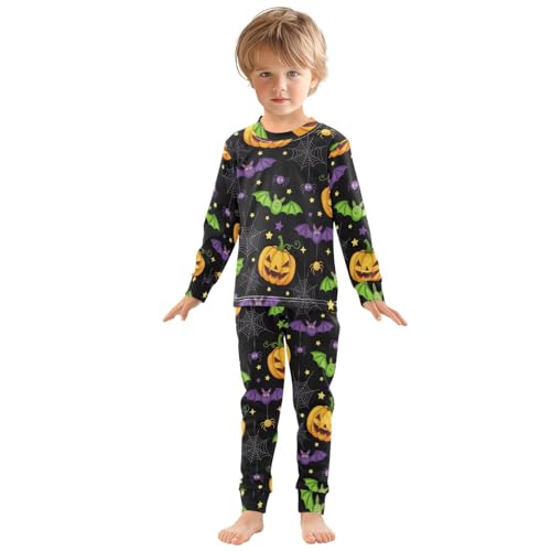 Pajama Sets Long Sleeve Halloween Themed Bat Spider Soft Comfy Sleepwear 2 Piece PJS 3-8T2