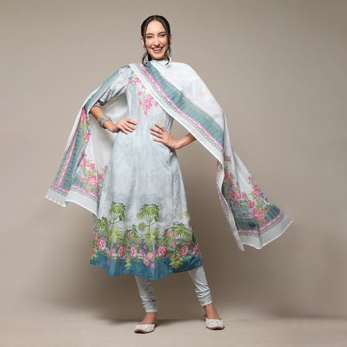 Image of BIBA Women Art Silk Regular Fit Flared Dyed Kurti