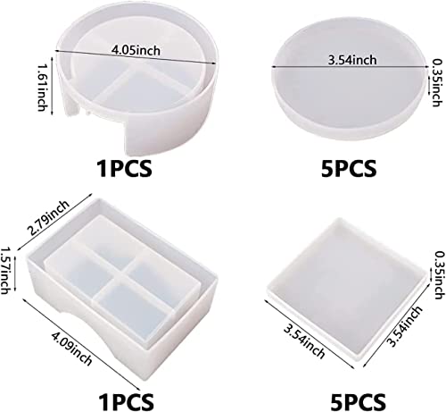 Image of Jubilant Coaster Resin Molds, 12 Pieces Coaster Silicone Molds with Storage Box Mold for Epoxy Resin DIY Cups Mats