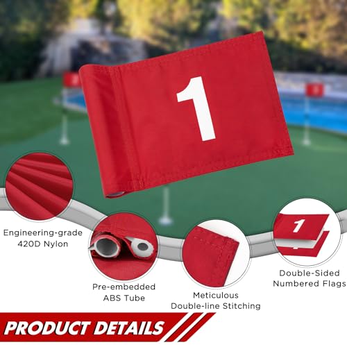image for KINGTOP Miniature Golf Flagstick, Practice Putting Green Flags for Yar