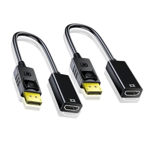 WITRN 2 Pack DisplayPort to HDMI Adapter 1080p 4K Unidirectional DisplayPort DP Computor to HDMI Monitor Connection Adapter Compatible with Laptop PC Monitor TV Projector (2, 1080P@Black)