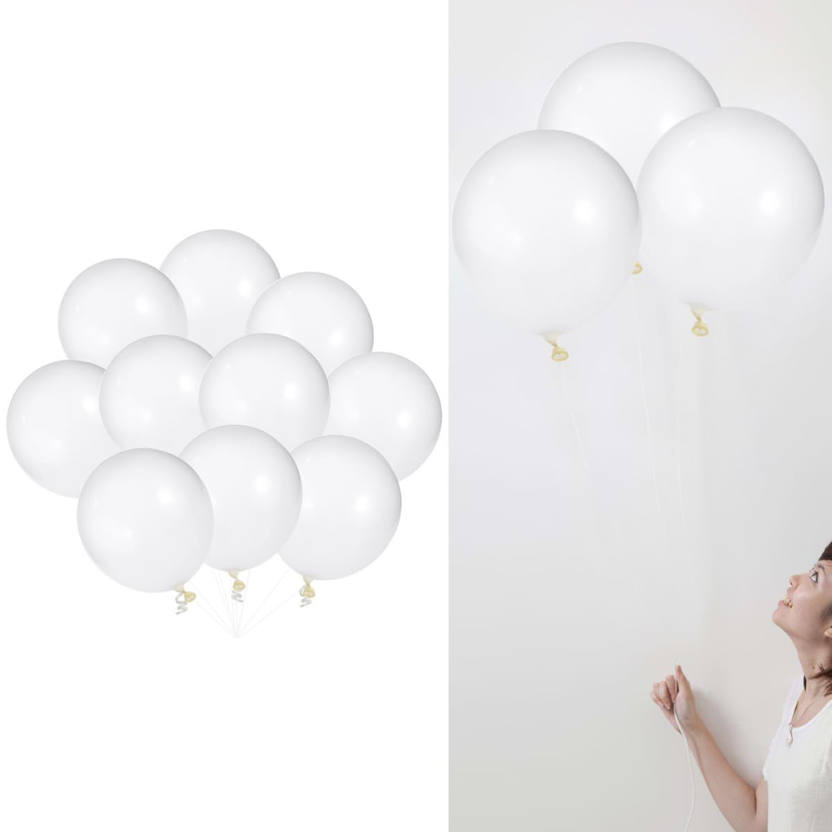CHILDWEET 25 Piezas Globos de Látex Engrosados de 12 Pulgadas Color Blanco para Fiestas y Celebraciones, Rellenable Helio, Material Elástico y Resistente