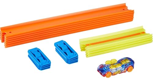 Image of Hot Wheels Starter Pack of Toy Car Tracks, Includes 10 Pieces and 1 Die-Cast Vehicle (Mattel GVG13)
