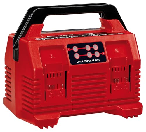 Einhell Chargeur Power X-Quattrocharger 4A Power X-Change (li-ION, 18V, Charge simultanée de 2 Batteries, indicateur d’état LED 6 Positions)