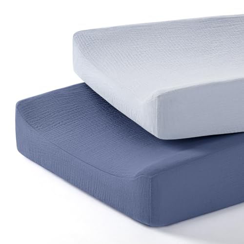 Image of lulumoon Baby Changing Pad Cover: Muslin Diaper Changing Table Pad Cover - Changing Pad Sheets for Girls Boys