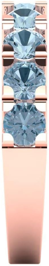 Clara Pucci 14K Rose Gold Wedding Band for Women | Stacking Classic Comfort Fit | Engagement Bridal Jewelry | 1.53 TCW Round Cut Natural Aquamarine (3.5mm)