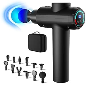 Massagepistole Massage Gun Muskel Massagegerät Elektrisches Handmassagegerät Faszien Tiefengewebe für Nacken Rücken Körper Tragbares mit Leisem Motor 12 Köpfen 30 Geschwindigkeiten