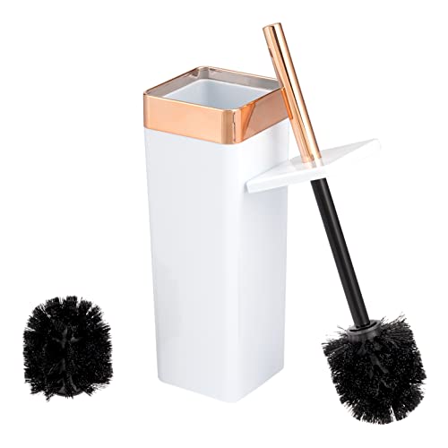 bremermann WC-Garnitur Savona, WC-Bürstenhalter, Toilettenbürstenhalter, eckig (weiß-Rosegold)
