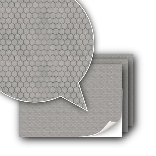 3 Sheets Self-Adhesive Decorative Film Paving Stones and Surfaces for Model Making in Scale 1:87 Scale H0 (UK: 3.5 mm Scale) (Concrete Hexagons)