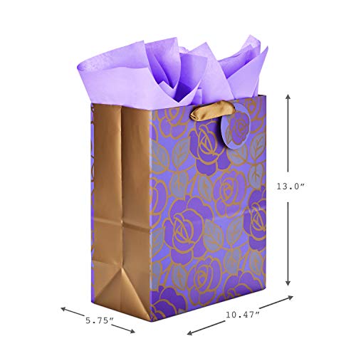 Hallmark 5WDB5999 Large Gift Bag with Tissue Paper (Celebrate) Gift Bag, Paper, Large Purple Flowers