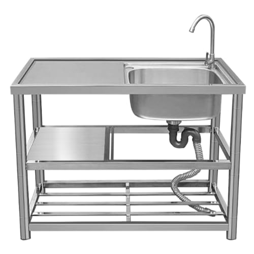 NZPOST Fregadero de Acero Inoxidable con grifos de Agua fría y Caliente para Cocina, Barra, Garaje, Uso en Exteriores, Duradero