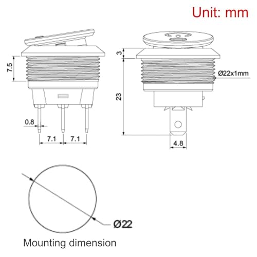 Interrupteur marche-arrêt 22mm autobloquant métal pour remplacer bouton usé - 2