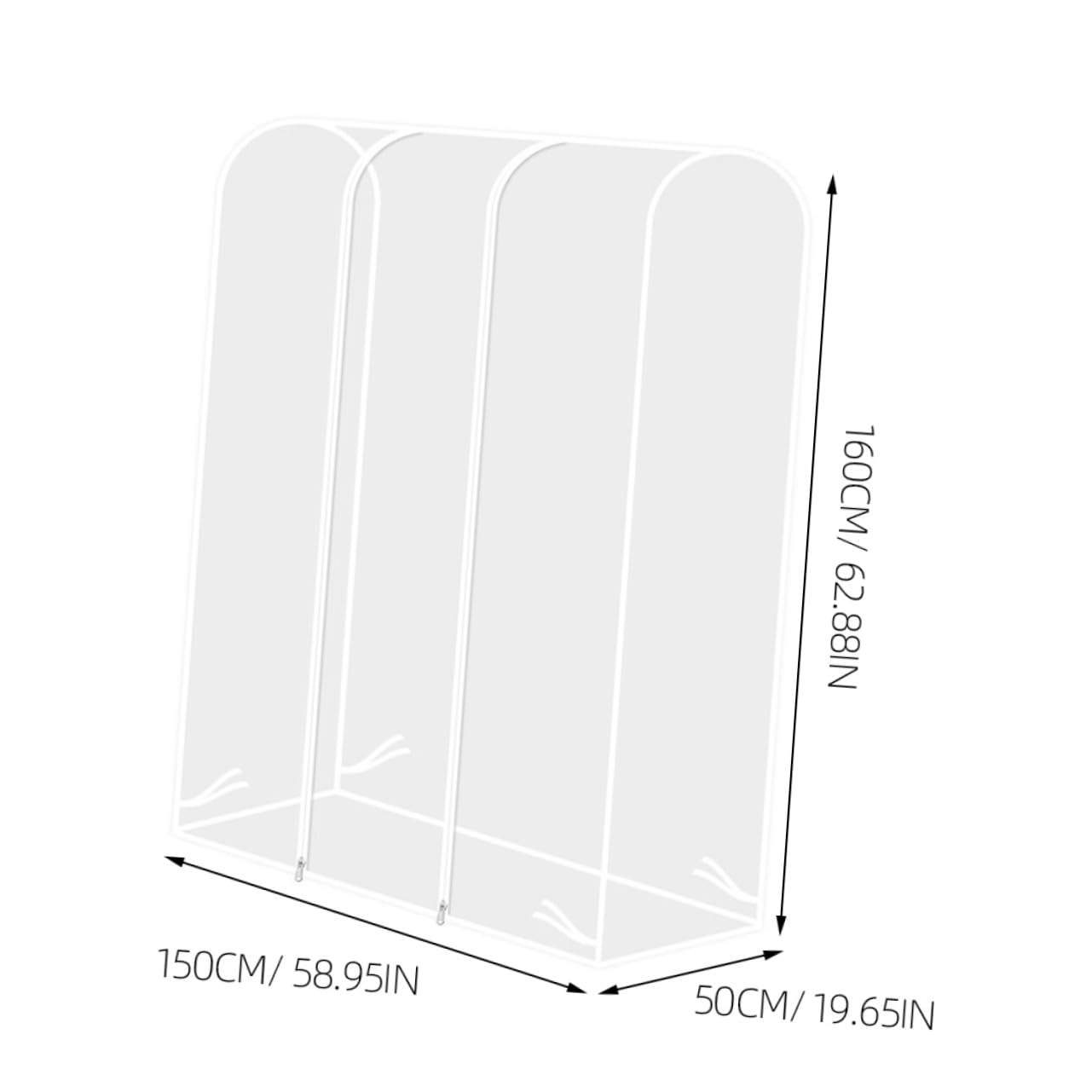 Copertura Antipolvere Trasparente per Gruccia 160x50x150 Cm