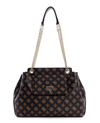 Guess Logo Satchel Tote Bag Handbag & Wallet Set - Natural/Brown #TOP29