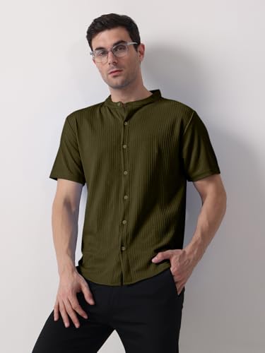 Image of GRECIILOOKS Men's Polycotton Regular Fit Casual Shirt | Stylish | Printed | Solid | Short Sleeve | Trendy (Available in Plus Size)