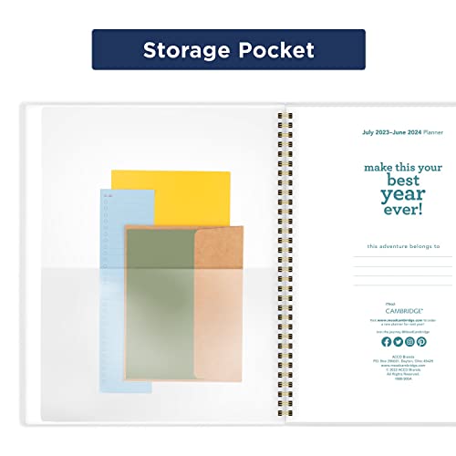 Cambridge 2023-2024 Academic Planner, Weekly & Monthly, 8-1/2" X 11", Large, Monthly Tabs, Pocket, Flexible Cover, Pippa (1668-905A) #TOP7