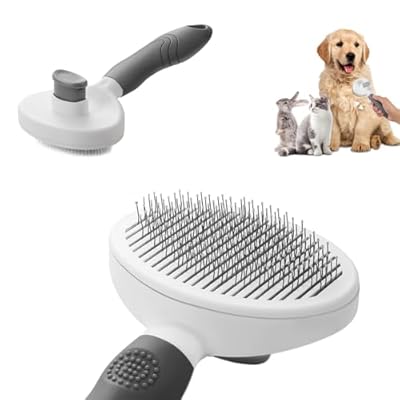 Brosse Toilettage Chat/chien Avec Bouton Déverrouillage - Tête Silicone Douce, Poignée Ergonomique - Vert