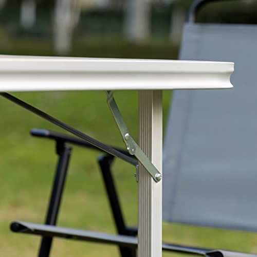 Outsunny Mesa de Camping Plegable Multifuncional Mesa de Picnics Portátil de Aluminio con Encimera de Madera y 4 Almohadillas de Pie para Balcón Terraza Jardín Playa 115x85x75 cm Natural
