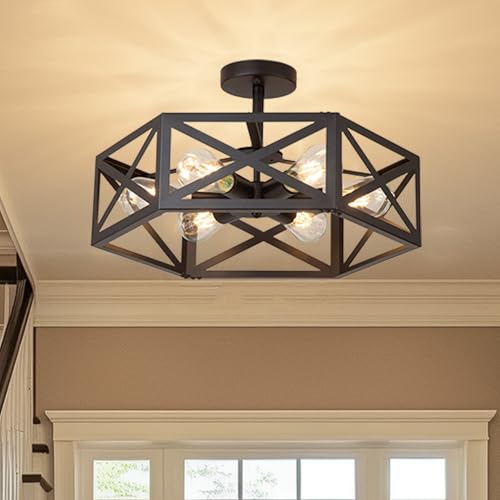 AIBISOD Semi Flush Mount Ceiling Light Fixtures, 6-Light Modern Metal