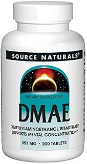 Source Naturals DMAE, Dimethylaminoethanol Bitartrate - Supports Mental Concentration - 200 Tablets