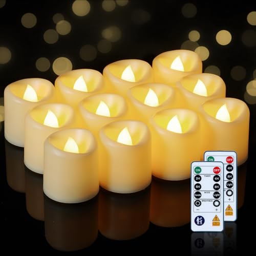Image of 5plots 24-Pack 400+Hours Remote Control Candles, Votive Candles with 2 /4 /6 /8H Timer, Battery Operated Tealights for Party, Table Centerpiece, Home Decor, Halloween, Thanksgiving, Christmas