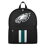 FOCO NFL Officially Licensed Team Color Primary Logo Solid Stripe Football School Bag Travel Backpack - Philadelphia Eagles - Black