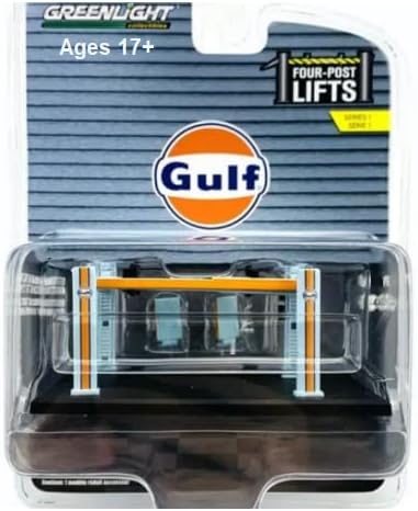 Greenlight 16100-B Auto Body Shop - Elevadores de cuatro postes serie 1 - Aceite del golfo escala 164
