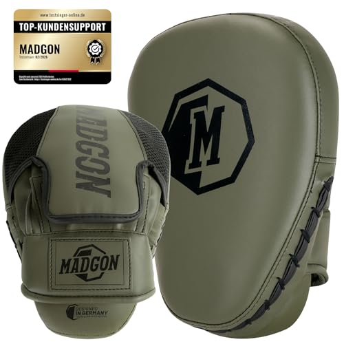 MADGON Premium Pratzen für optimale Schlagdämpfung, 1 Paar Boxpratzen für Boxen, Kampfsport, MMA, Kickboxen, Taekwondo