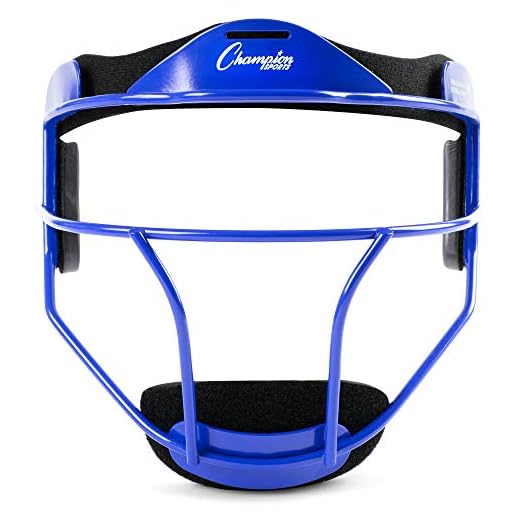 Champion Sports Steel Softball Face Mask - Classic Baseball Fielders Masks for Adults - Durable Head Guards - Premium Sports Accessories for Indoors and Outdoors - Blue