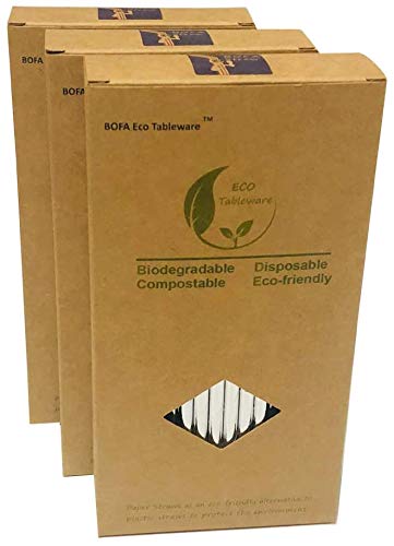 Solid Silver Metallic Party Paper Straws, Premium - Shining Biodegradable Straws For Juice, Birthday, Wedding. #TOP4