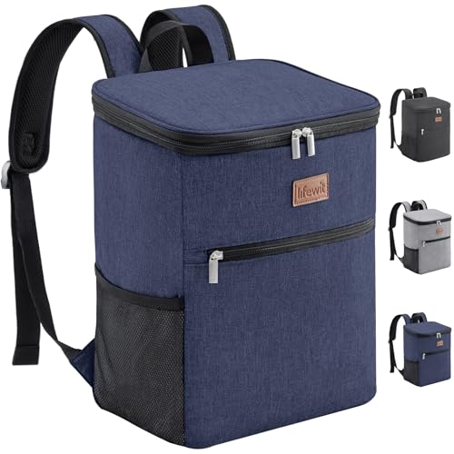 Lifewit 21L 30 Dosen Kühl Rucksack Kühlrucksack Kühltasche Picknicktasche Groß Isoliert Cooler Bag Männer Frauen für Strand/Picknick/Camping/BBQ/Wandern, Dunkelblau