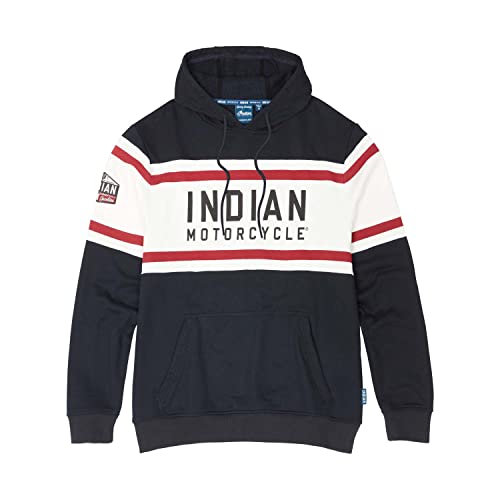 Indian Motorcycle Men's Pullover Hoodie Sweatshirt, Navy, Drawstring Hood - 2862900