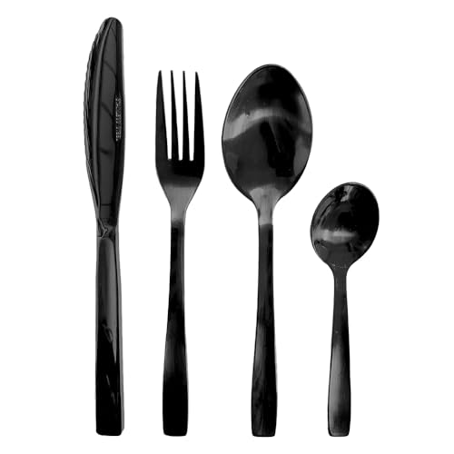 Faqueiro 24 Pcs Aco Inox Santorini Black | Ar moderno na mesa posta, combina com louças brancas, cinzas e de cerâmica