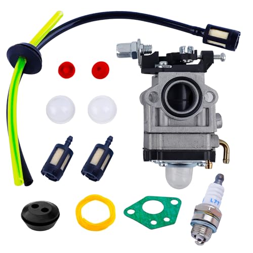 CYWVYNYT Carburador para roçadora corta-sebes conjunto de carburadores, conjunto de acessórios para carburador de 12 peças, inclui carburador, vela de ignição, tubo de óleo, filtro de combustível e